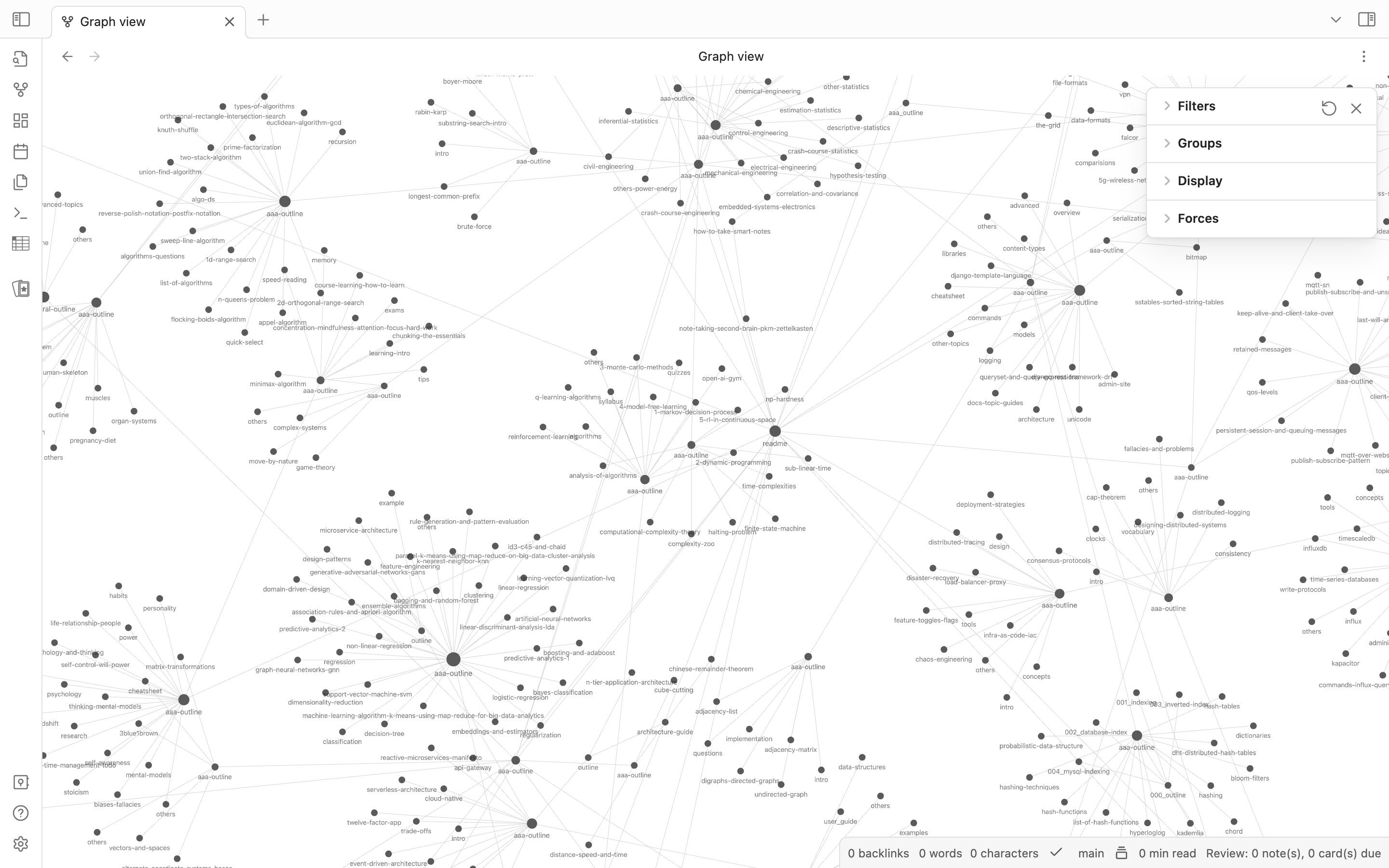 All Notes Visualized Zoomed in an Obsidian Graph